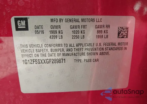 2016 Chevrolet Malibu 2Lt z USA, uszkodzony, nr VIN 1G1ZF5SXXGF289871